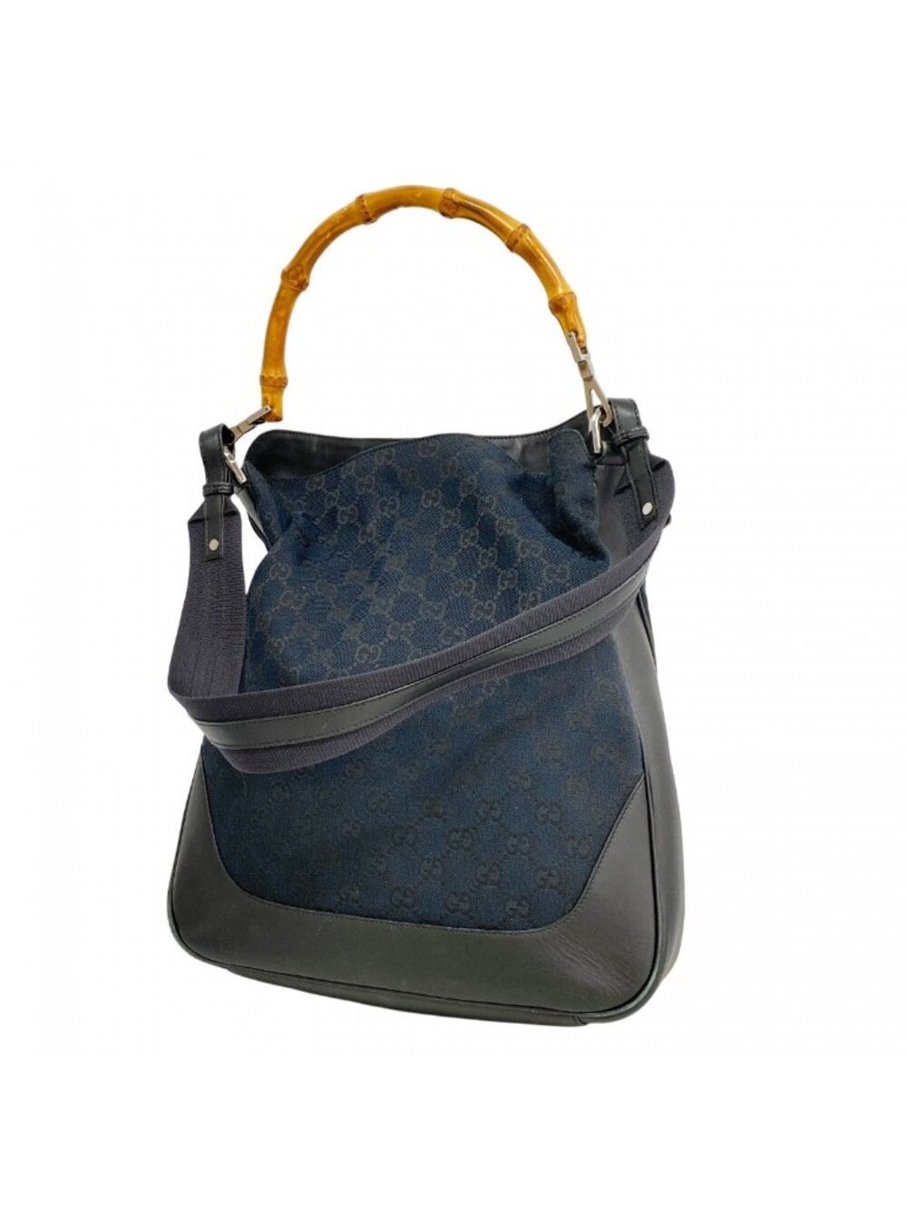 Gucci Handbag GG Canvas Black Silver 2-Way